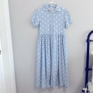 Baby blue dress with polka dots